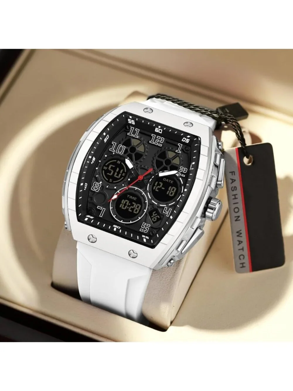 Stylish Men's Digital Analog Dual Time Wristwatch - Waterproof, Stopwatch, Cool